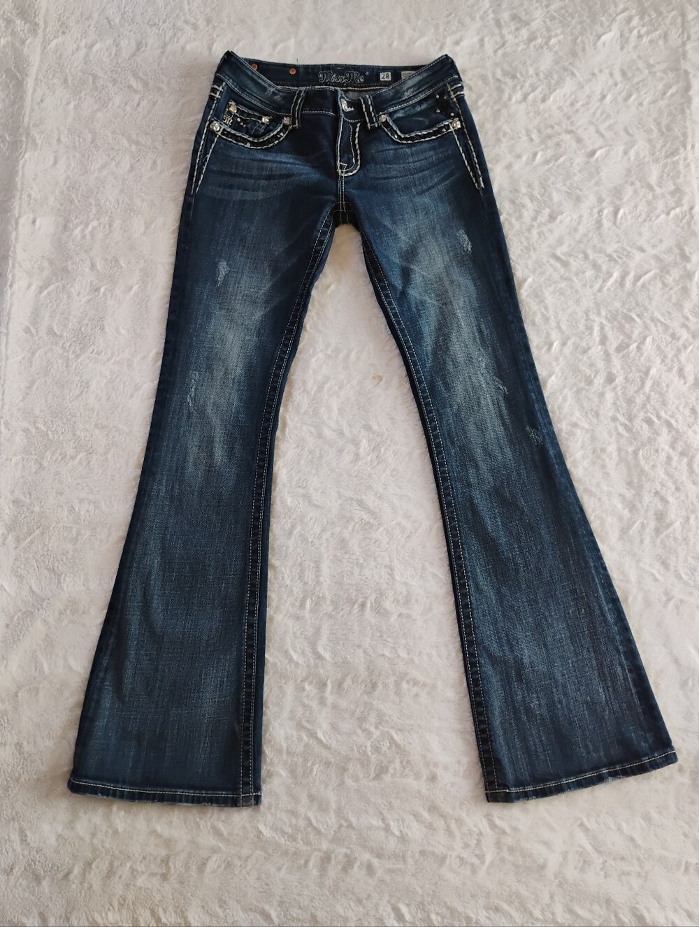 Miss Me Rhinestone Studded Flare Jeans